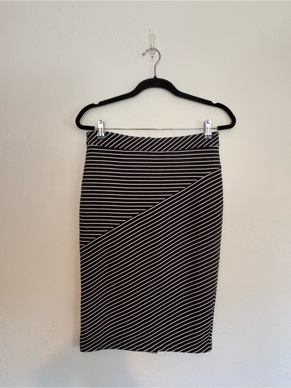 Banana Republic Blue and White Diagonal Stripe Pencil Skirt